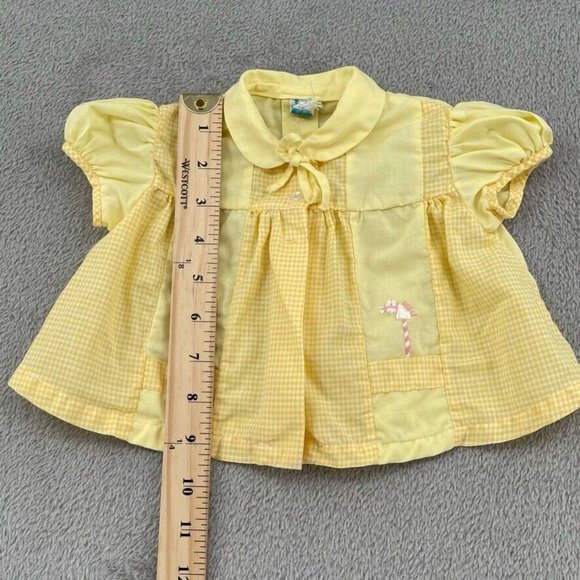 Unbranded Shirts & Tops Vintage Baby Girl Top Yellow White Gingham
